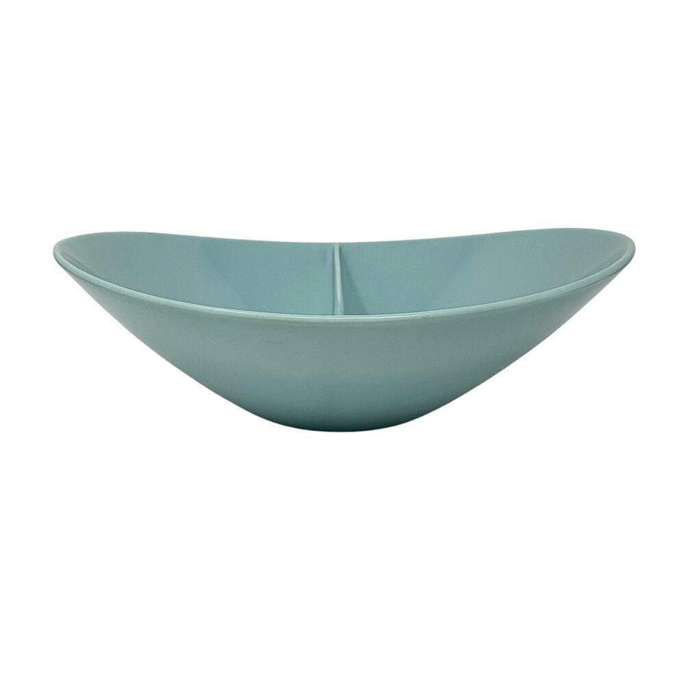 Fostoria Melamine Oval Divided 10" Dish Bowl Baby Blue MCM Vtg Granny Core Retro